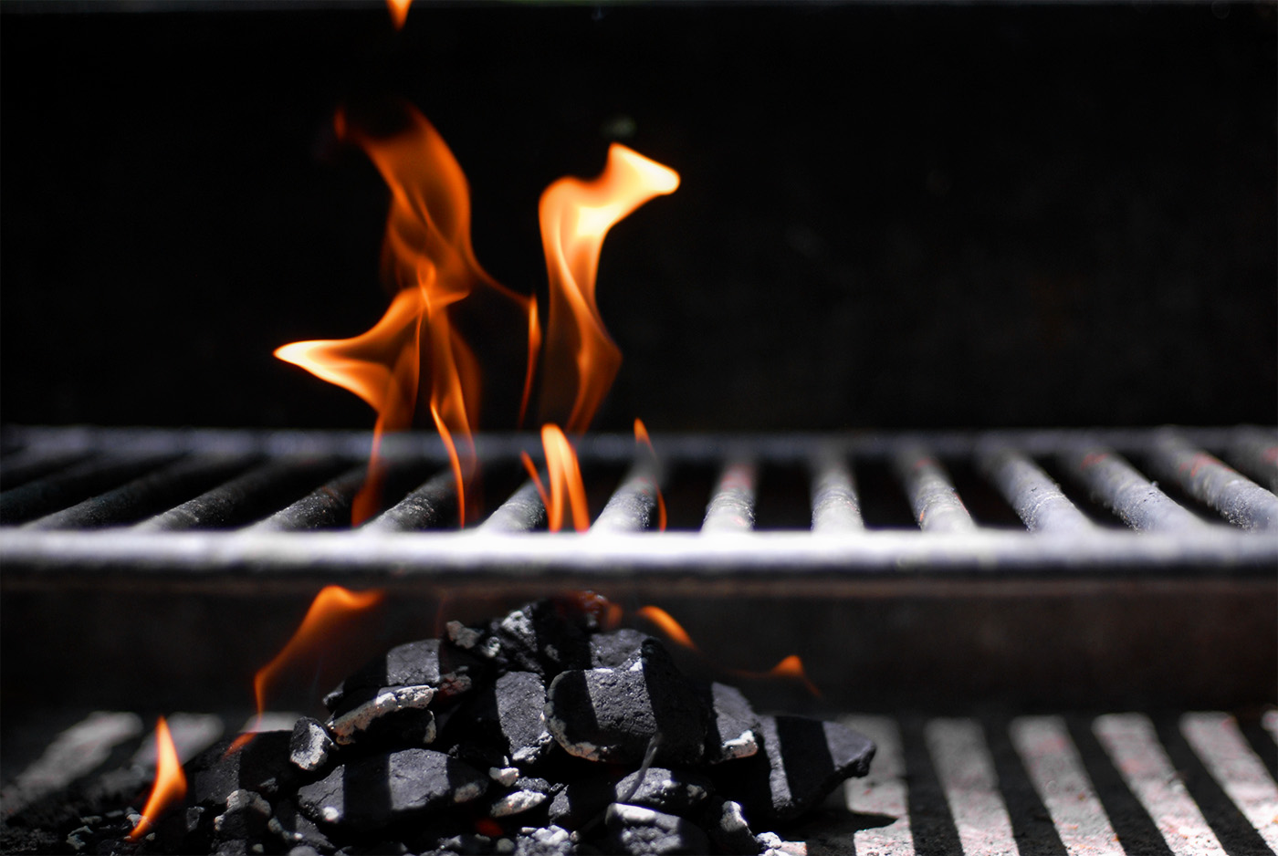 flame in a charcoal grill