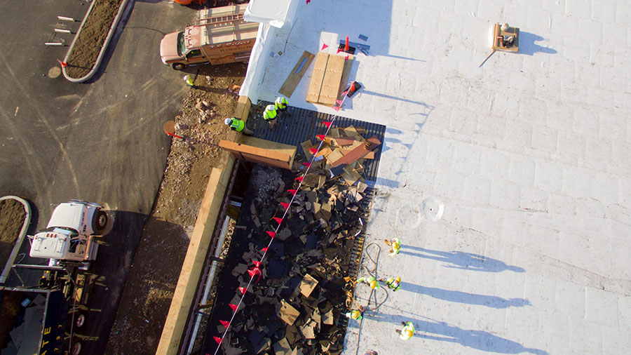 aerial view of a construct job site from a drone